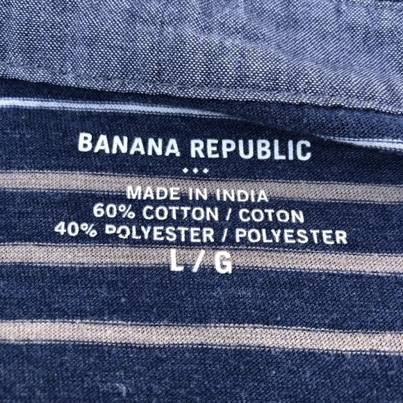 Banana Republic Pima Cotton Shirt Mens L Short Sleeve Blue Striped - Picture 7 of 7